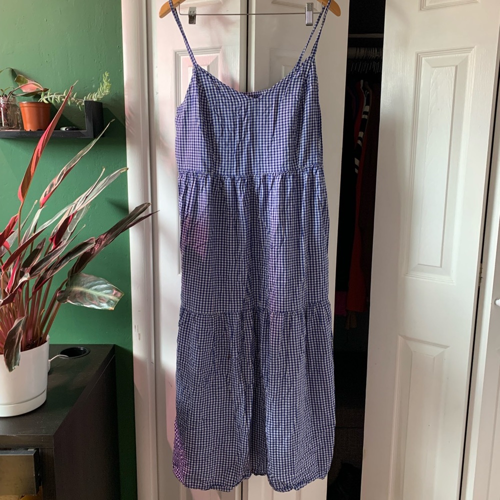 Old Navy Tiered Plaid Midi Dress
